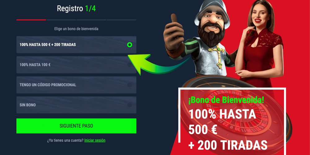 Elige un bono de bienvenida