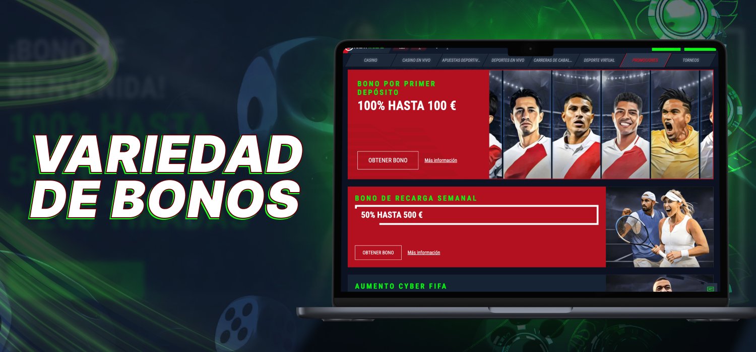 Variedad de bonos de casino para usuarios españoles